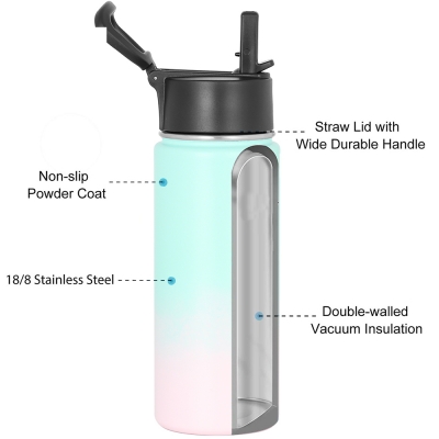 Customized latest water bottle double wall stainless steel insulated hot sport stainless steal water bottles with cover